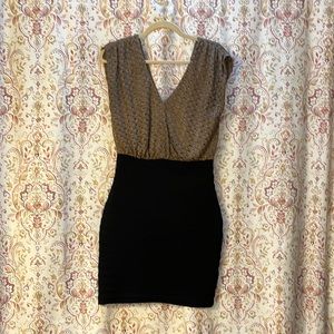 Express gold and black banded dress